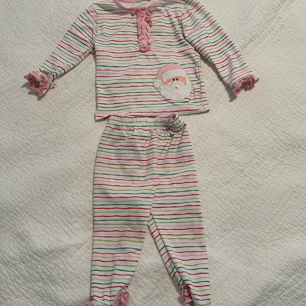 12m Girls Santa Christmas pajamas